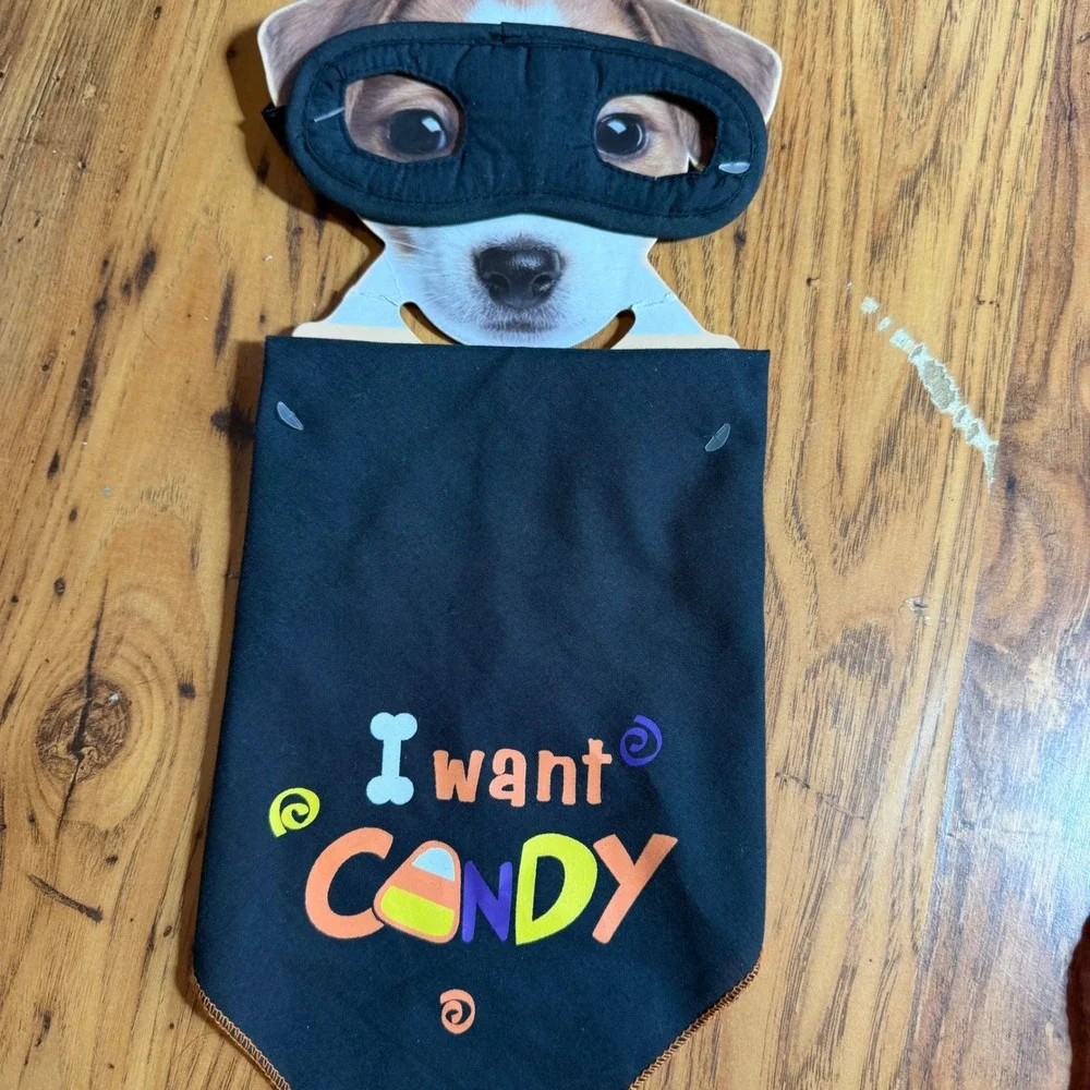 Halloween Pet Costume Bundle Bat Wings Sheriff Cowboy Bandit Mask 3pc Set